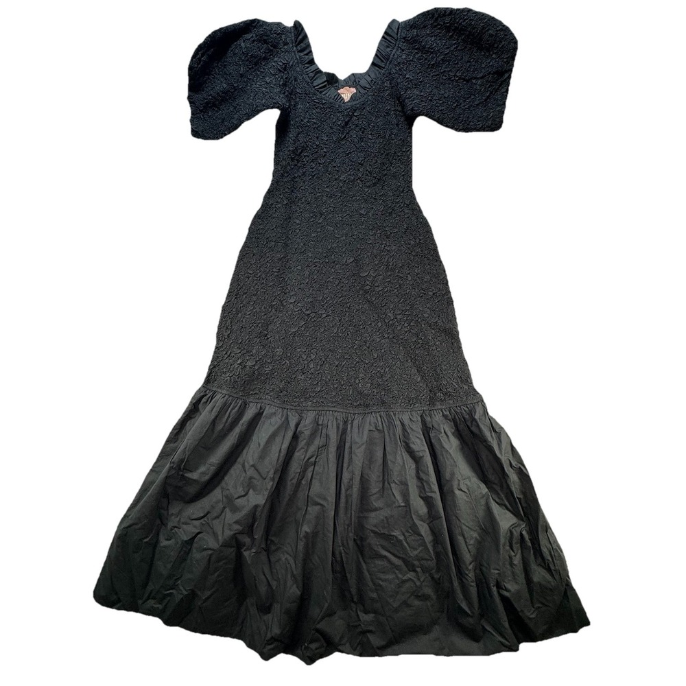 Show Me Your Mumu Womens Size Medium Crinkle Crepe Midi Stress Puff Sleeve